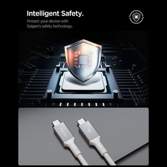 Spigen Essential Кабел За Зареждане И Прехвърляне На Данни 2x USB-C 100W 5Gbps 2m Бял