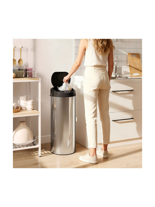 HomCom Waste Bin Waste made of Stainless Steel with Photocell Silver 55lt 1pcs