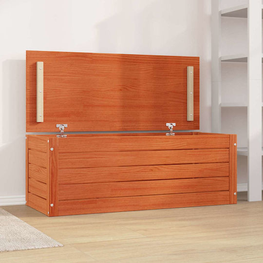 vidaXL Hölzernes Aufbewahrungsbox mit Deckel Braun 89x36.5x33cm 1Stück