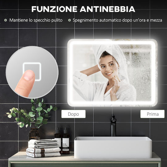 HomCom Bathroom Mirror Led Touch 60x80cm White