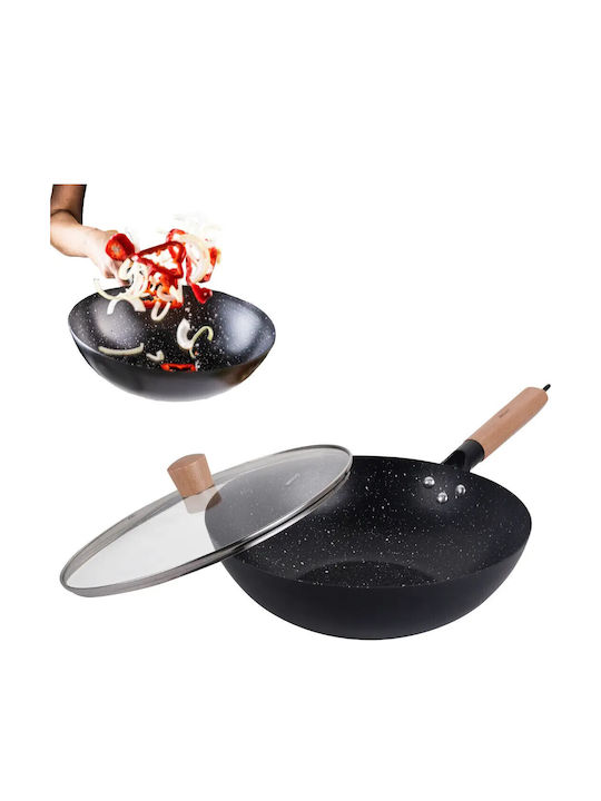 KING Hoff Wok από Αλουμίνιο Με Καπάκι με Επίστρωση από Πέτρα 30cm