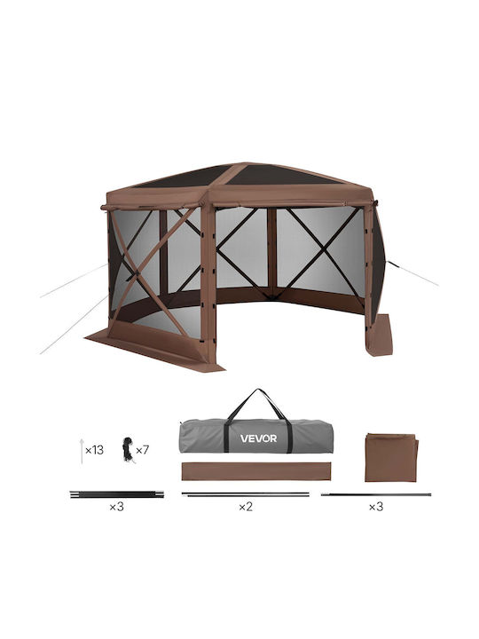 Vevor Garden Freestanding Gazebo with LED Light Brown 3.6x3.6cm