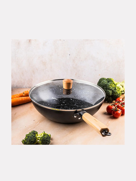 KING Hoff Wok από Αλουμίνιο Με Καπάκι με Επίστρωση από Πέτρα 30cm