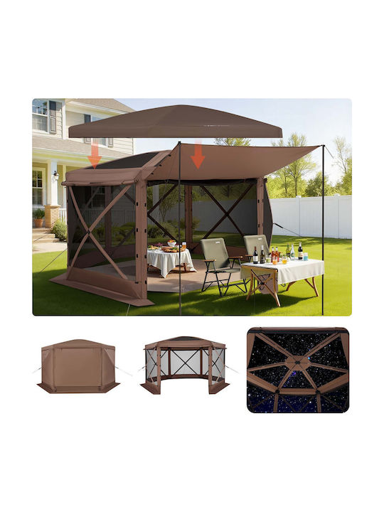Vevor Garden Freestanding Gazebo with LED Light Brown 3.6x3.6cm