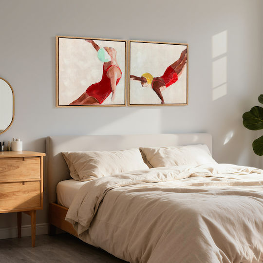 Homcom Set of 2 Modern Canvases Artistic Wall Print with Integrated Hooks 40x40 Cm L00-027v00rd