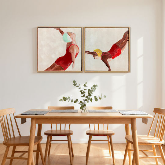 Homcom Set of 2 Modern Canvases Artistic Wall Print with Integrated Hooks 40x40 Cm L00-027v00rd
