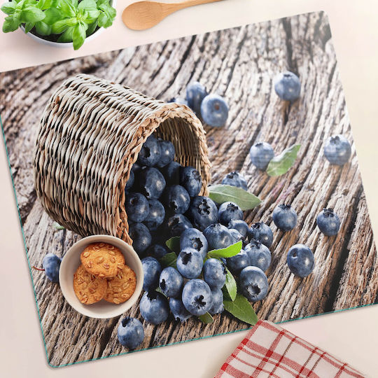 Tăbliță Decorativă Din Sticlă Pentru Bucătărie Din Sticlă Securizată Coș De Afine 60x52 Cm