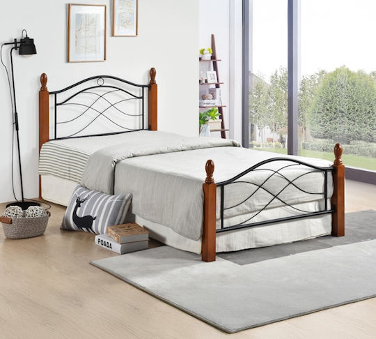 Polanian Κρεβάτι Διπλό για Στρώμα 150x200cm Καρυδί-μαύρο Polanian Κρεβάτι Διπλό για Στρώμα 150x200cm Καρυδί-μαύρο