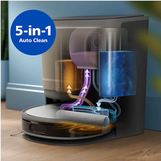 Philips HomeRun 9000 Series Прахосмукачка Робот с Лазерно Картографиране и Всмукателна Мощност 8000Pa Сребрист