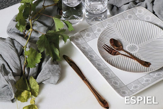 Espiel Dande Чиния Плитко Квадрат Сив 27x27см 6бр