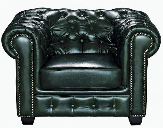 CHESTERFIELD Sessel aus echtem Leder Grün 103x92x72cm