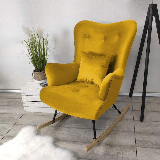 Skandynavia II Πολυθρόνα Κουνιστή Βελούδινη Μπλε 76x101x101cm