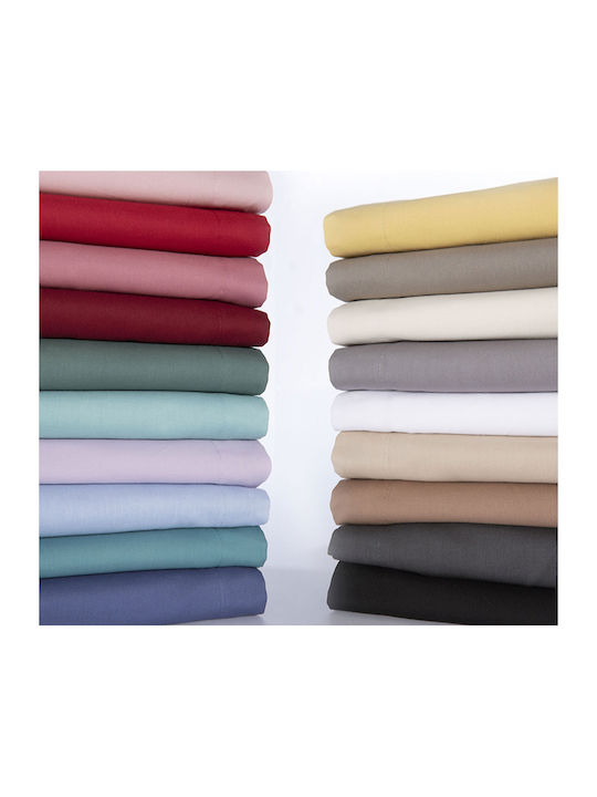 Nef-Nef Homeware Sheet for Single Bed with Elastic 100x200+30cm. Basic Terracotta