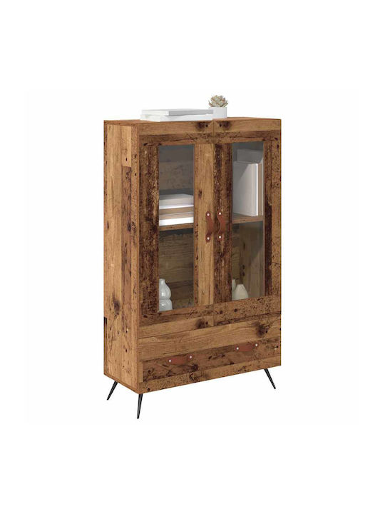 Висулка Витрина за хол от Дърво & Метал със Стъкло Old Wood 69.5x31x115см