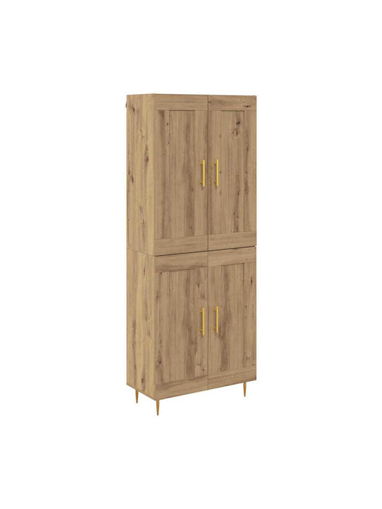 Wohnzimmer Vitrine aus Spanplatte mit Verglasung Artisan Eiche 69.5x34x180cm