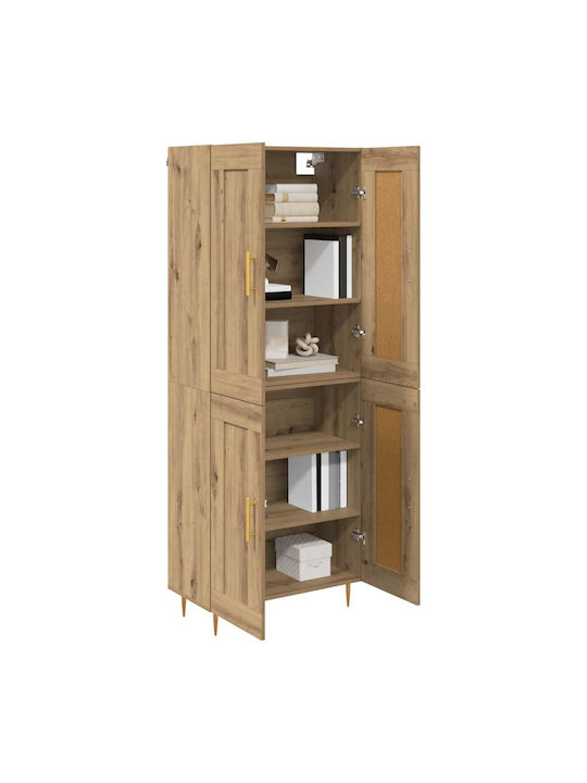 Wohnzimmer Vitrine aus Spanplatte mit Verglasung Artisan Eiche 69.5x34x180cm