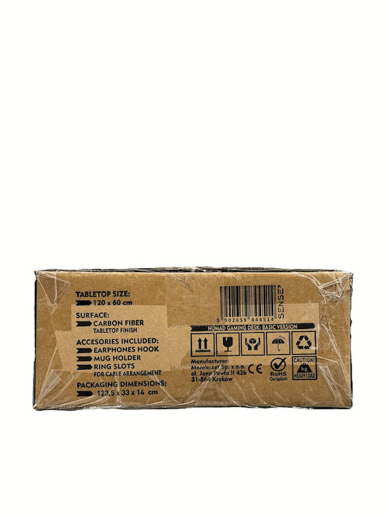 Γραφείο Gaming Nomad Ξύλινο Μαύρο 120x60εκ.