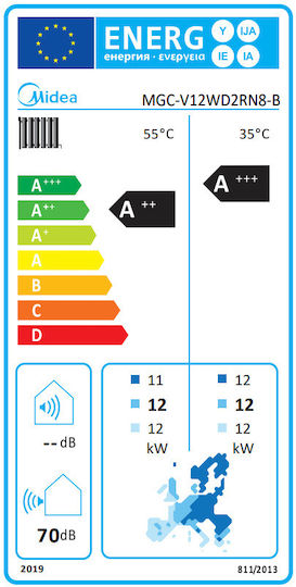 Midea Αντλία Θερμότητας 12.5kW Τριφασική 55°C Monoblock