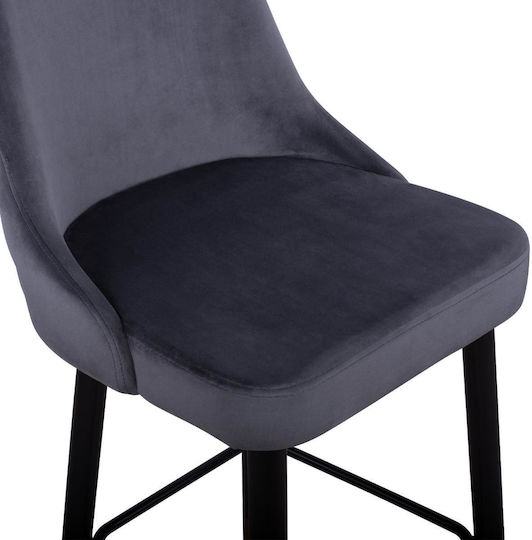 Stool Bar with Backrest Upholstered with Velvet Paige Gray 2pcs 51x57x110cm