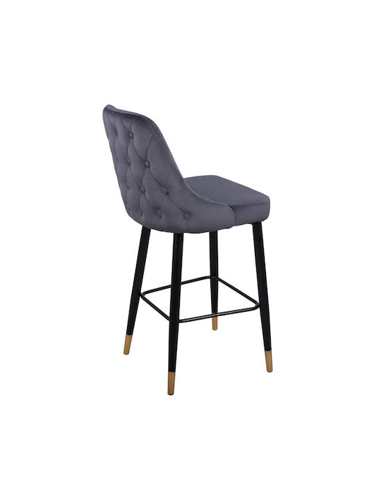 Hocker Bar mit Rückenlehne Gepolstert mit Samt Paige Gray 2Stück 51x57x110cm