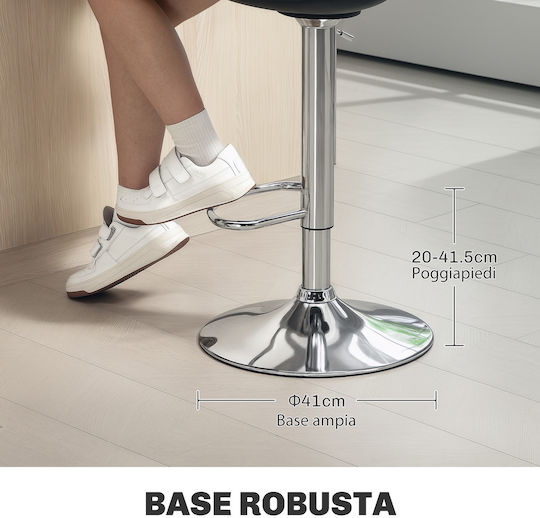 Stool Bar with Back & Adjustable Height Black 42x38x82cm