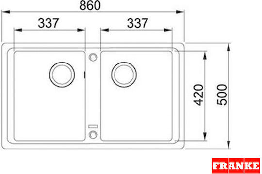 Franke Basis Bfg 620 Ένθετος Νεροχύτης από Συνθετικό Γρανίτη Μ86xΠ50cm Beige