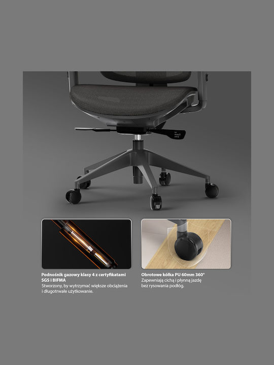 Nobu Office Chair with Fixed Arms Graphite SENSE7