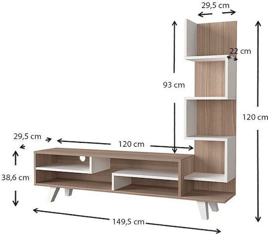 TV-Ständer Granada Weiß - Cordoba M149.5xT29.5xH120cm