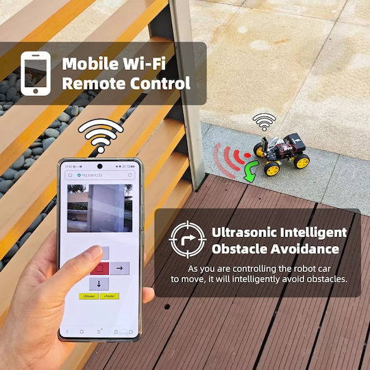 Tscinbuny Ferngesteuertes Roboter 4WD Schwarz mit Kamera