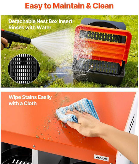 Vevor Nesting Boxes Chickens 3 Compartments Support Legs Easy Egg Collection Galvanized Steel High Strength Plastic Rolled Nesting Boxes Chickens Hens Laying Eggs Orange