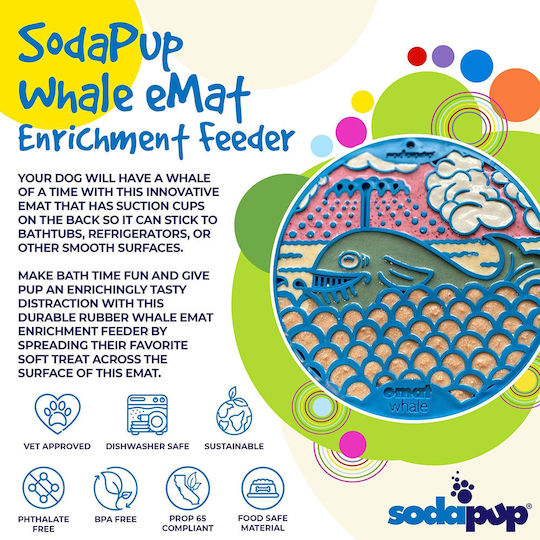 Sodapup Bowl Silicone Food Slow Feeder for Dog & Cat 20.3cm in Blue Color