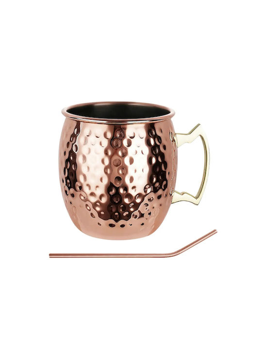 KING Hoff Set Gläser Cocktail/Trinken aus Edelstahl mit Strohhalm 500ml 2Stück