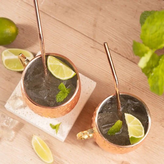 KING Hoff Set Gläser Cocktail/Trinken aus Edelstahl mit Strohhalm 500ml 2Stück