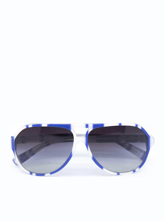Dolce & Gabbana Unisex Sunglasses with Blue Horn-Rimmed Frame and Grey Gradient Lenses