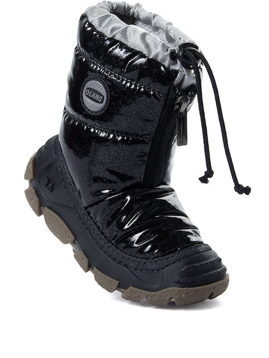 Happy Jr Kids Snow Boots with Zipper Black