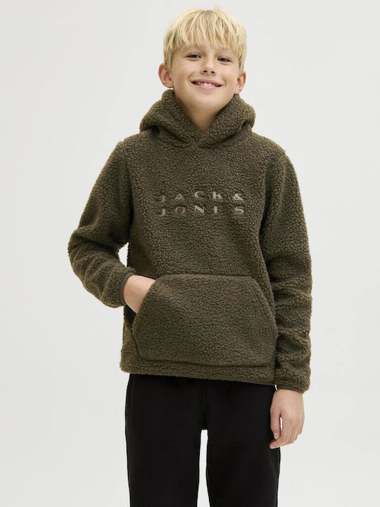 Fleece Παιδικό Φούτερ με Κουκούλα Καφέ