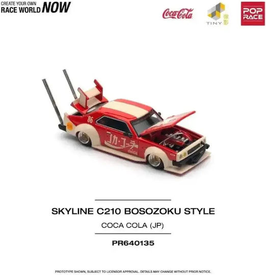 Macheta Auto Nissan Skyline C210 Kaido Racer Bosozoku Style Coca-cola Jp Red White 1:64 Pop Race