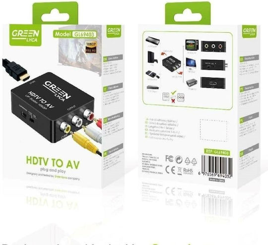 Green-lyca Gl69403 Έξυπνος Μετατροπέας 1080p Hdmi Av Ntsc-pal