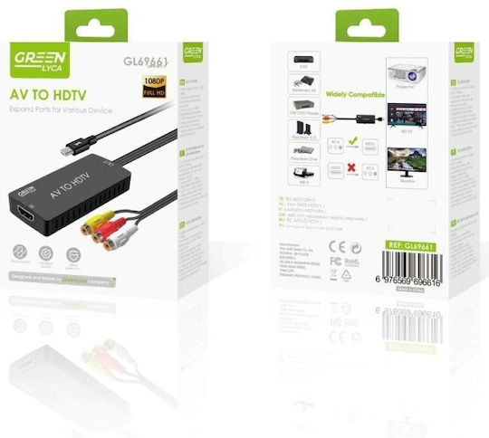 Green-lyca Gl69661 Av Hdtv Μετατροπέας Διακόπτης 1080p