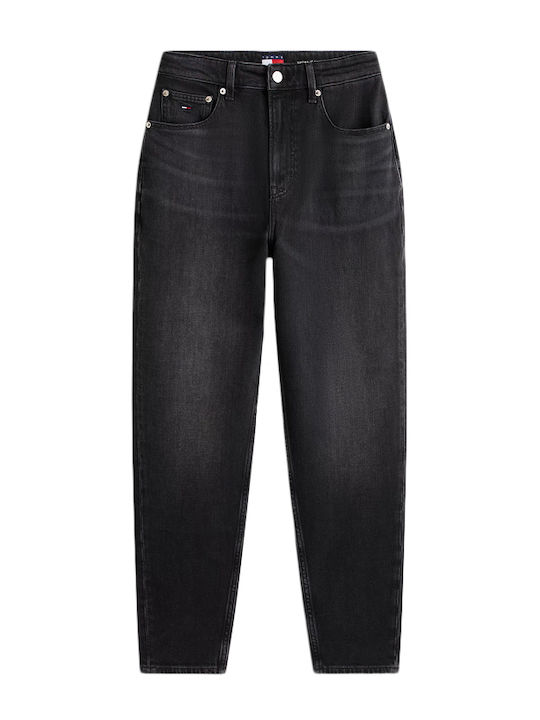 High Waist Women's Jean Trousers in Mom Fit Black