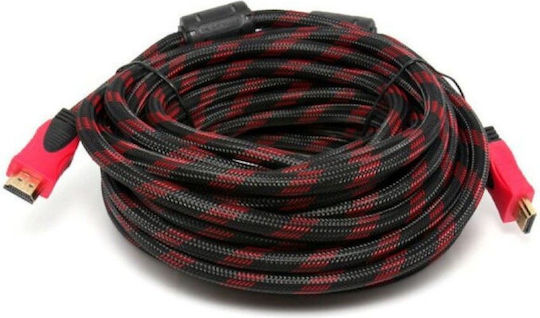 2.0 Braided Cable HDMI male - HDMI male 10m Red
