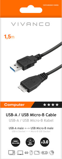Vivanco USB 3.1 Cable USB-A male - Μαύρο 0.75m