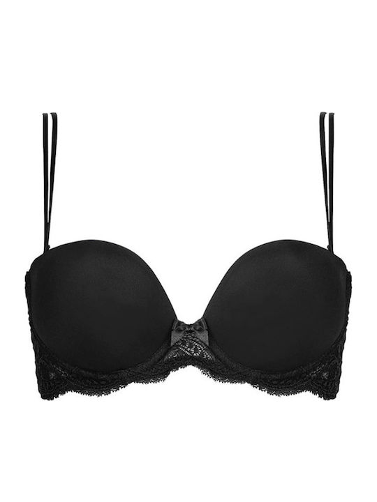 Μαύρο Strapless Σουτιέν με Μπανέλες