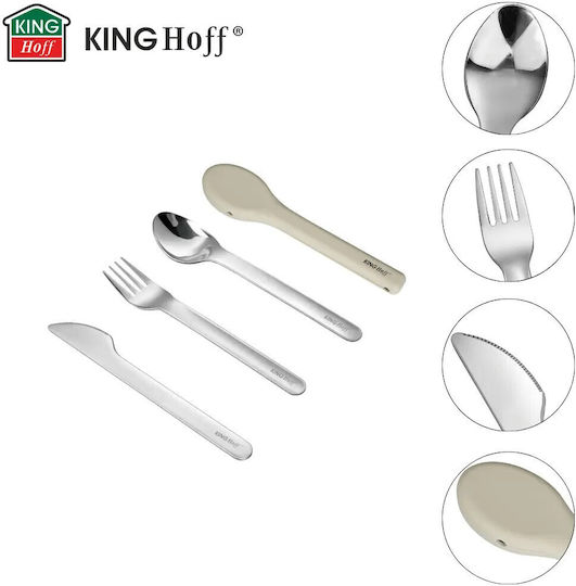 Set 3 Cutlery Kinghoff Kh 1954 Silicone Storage Case Stainless Steel Silver