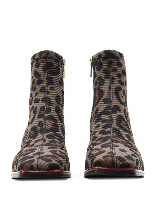 Women's Ankle Boots with Medium Heel Brown