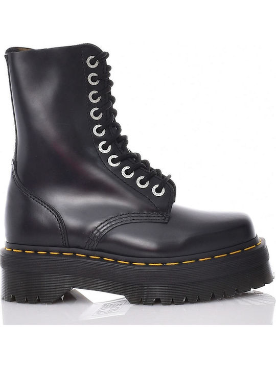 1490 Quad Leather Women's Ankle Boots with Medium Heel Black
