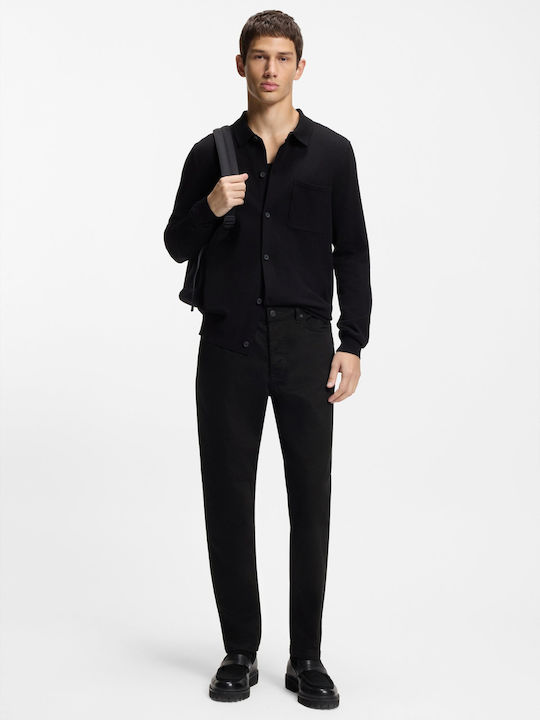 634 Men's Elastic Jeans Pants with Regular Tapered Fit Black