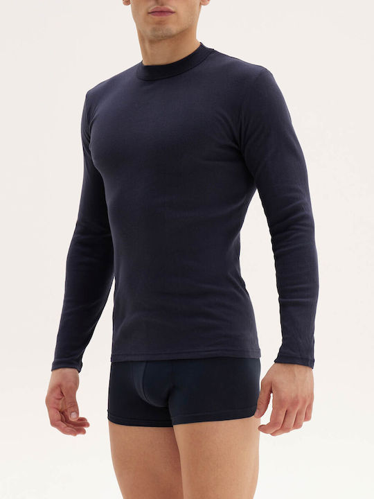 Men's Undershirt Long-sleeved in Navy Blue Color