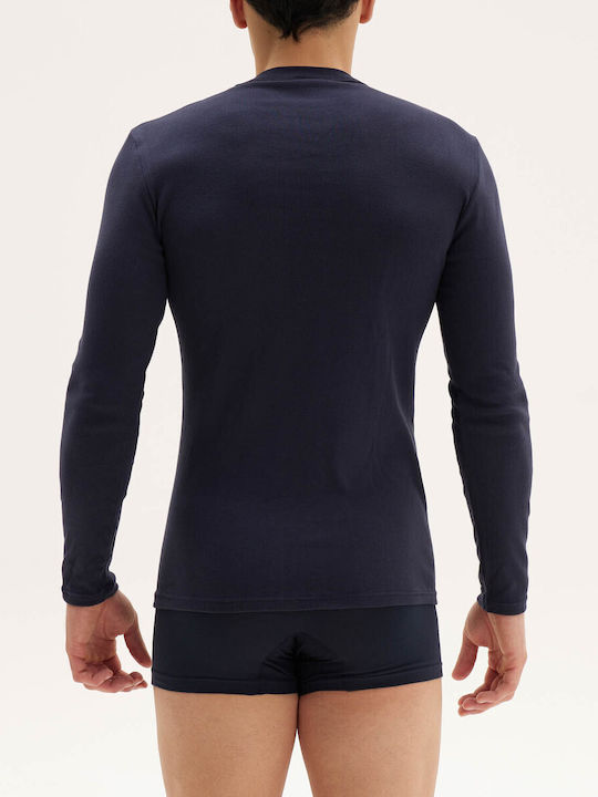 Men's Undershirt Long-sleeved in Navy Blue Color