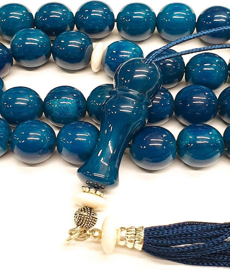 Roloi Komboloi Mastic Worry Beads with 33 Beads Blue 39cm
